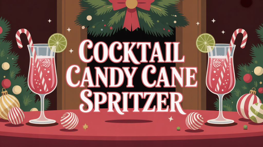 Verres de cocktail au bonbon candy cane spritzer sur table de Noël