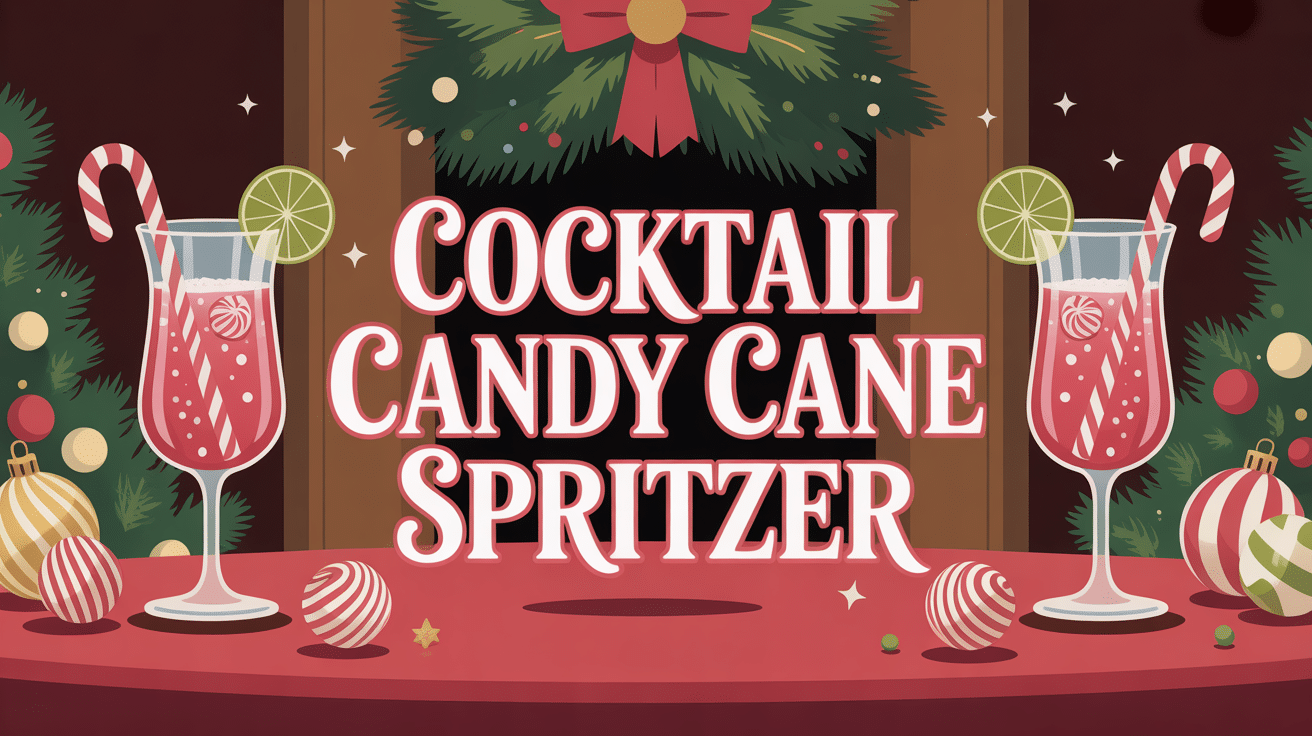 Verres de cocktail au bonbon candy cane spritzer sur table de Noël