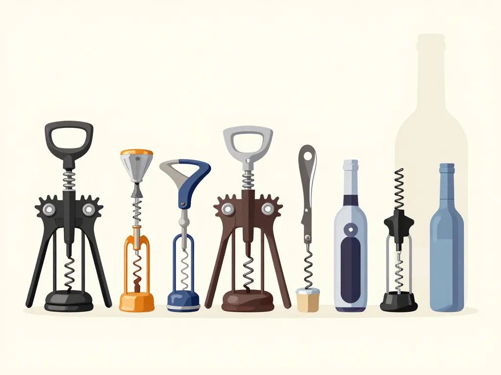 Nom tire bouchon sommelier levier ailettes électrique alignés