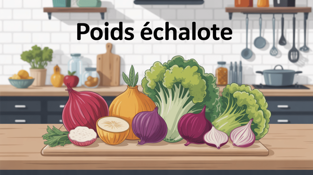 illustration variétés échalote et balance cuisine poids échalote