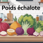 illustration variétés échalote et balance cuisine poids échalote