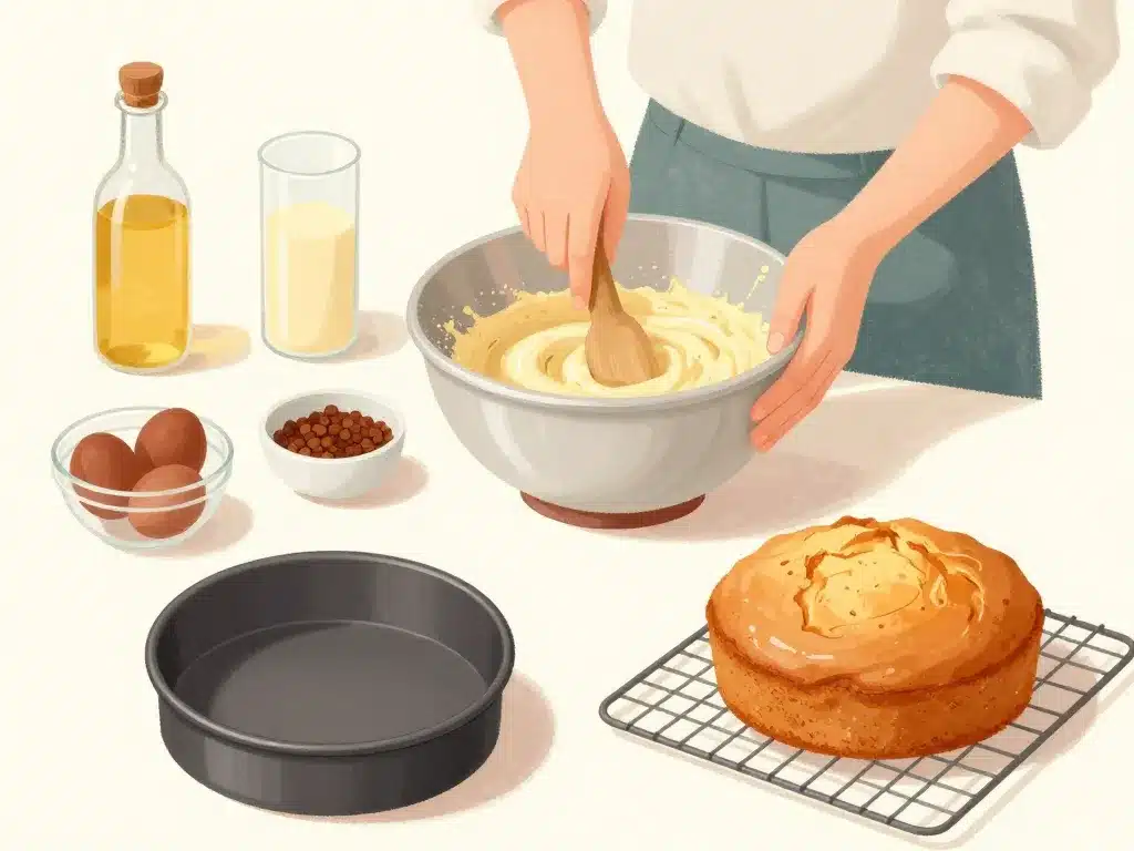 préparation étape par étape gateau vegan sans gluten