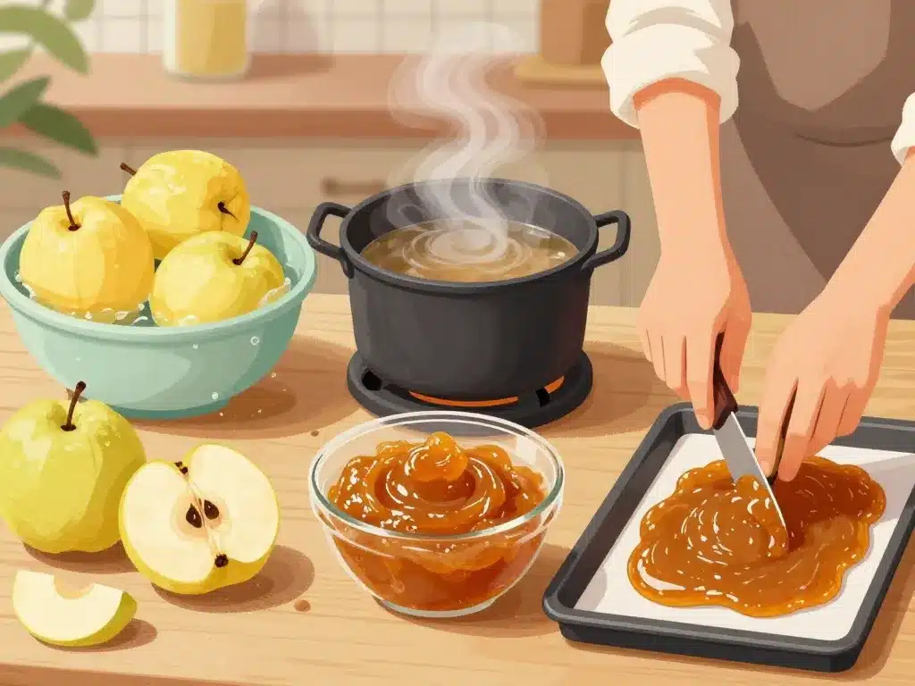 étapes recette pâte de coing sans sucre maison