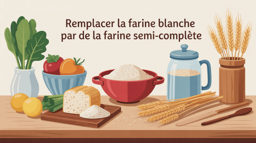 transition remplacer farine blanche par farine semi complète cuisine