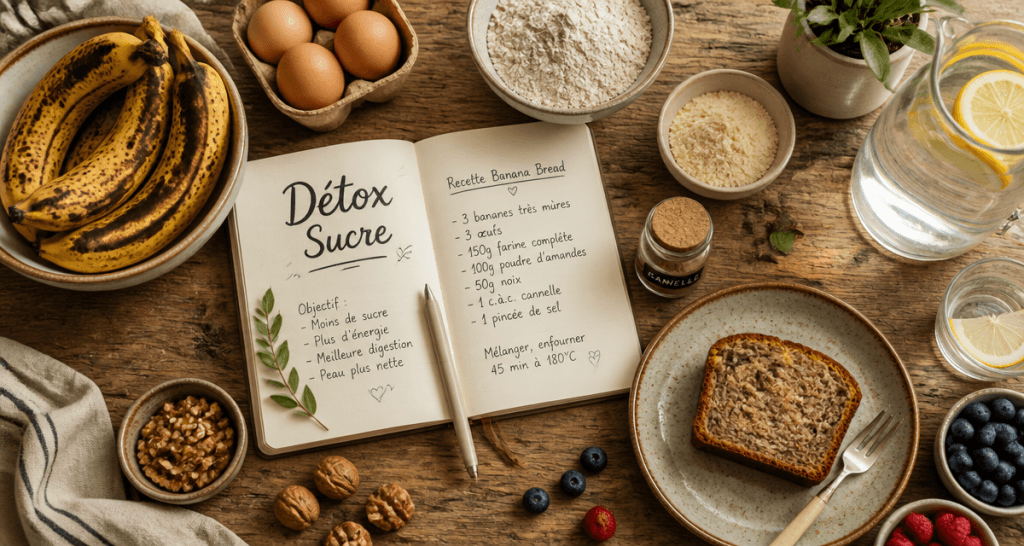 10 conseils pour se desintoxiquer du sucre avec ingrédients naturels et carnet détox