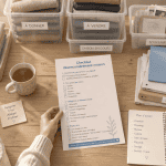 aide rangement maison checklist sur table