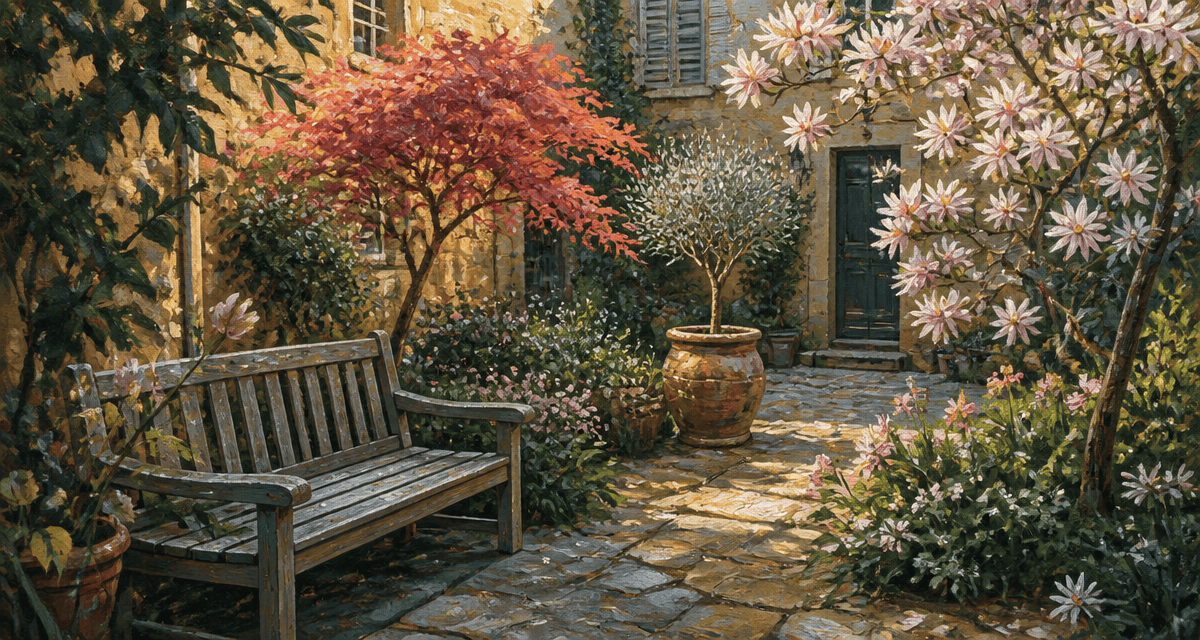 arbres pour petit jardin dans une cour