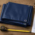 bache lourde 240g sur établi avec outils
