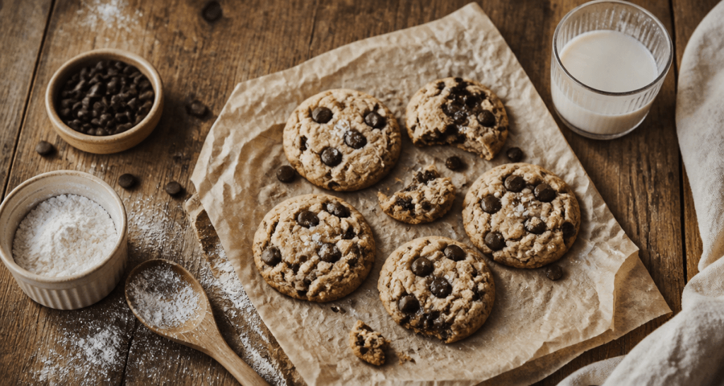 Cookies sans gluten fondants sur table rustique