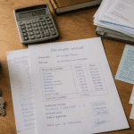 Décomptes de charges locatives sur bureau avec calculatrice et documents