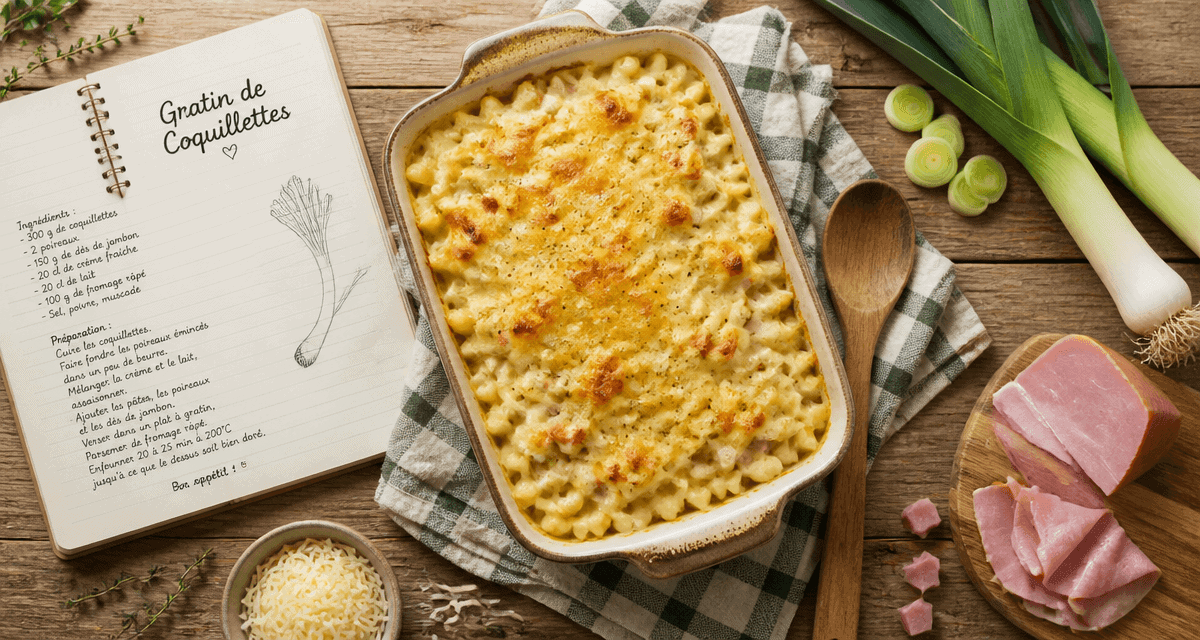Gratin de coquillettes recette facile pas cher sur table rustique