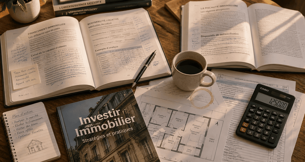 immobilier livre sur bureau avec documents fiscaux et plan