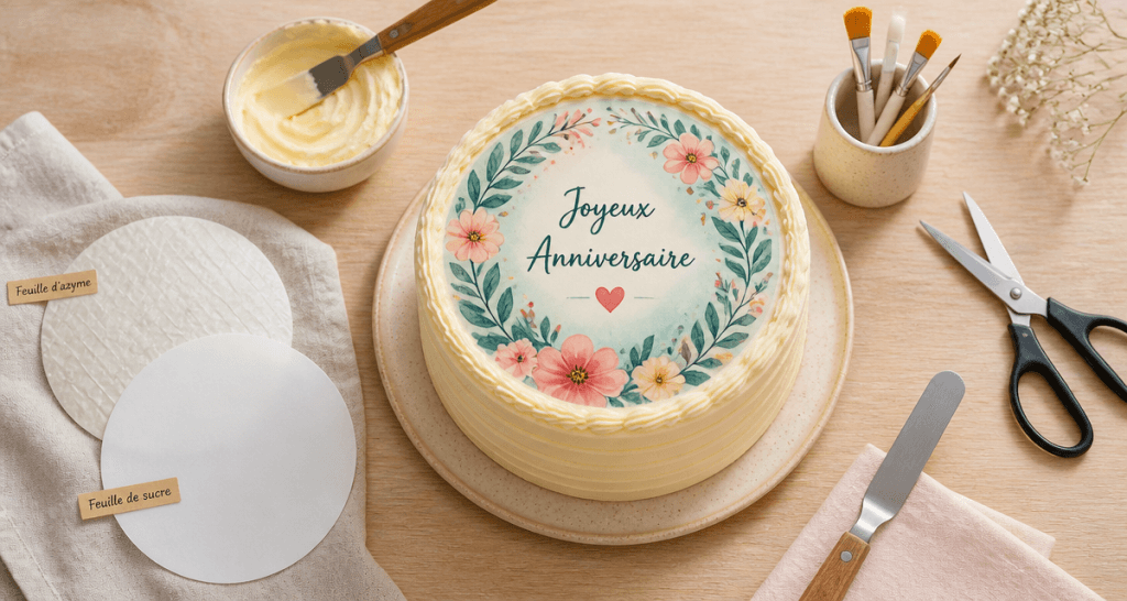 impression alimentaire pour gateau sucre et azyme sur layer cake