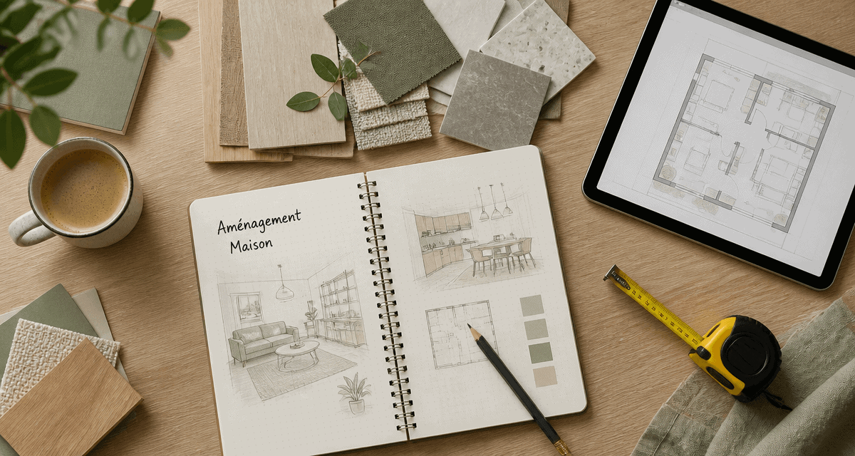 mon amenagement maison flat-lay bureau materiaux