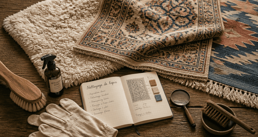ou faire nettoyer un tapis laine coton synthétique accessoires