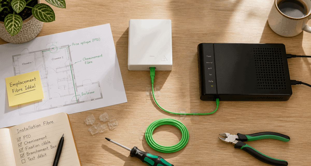 ou placer boitier fibre optique dans une maison sur table bois outils