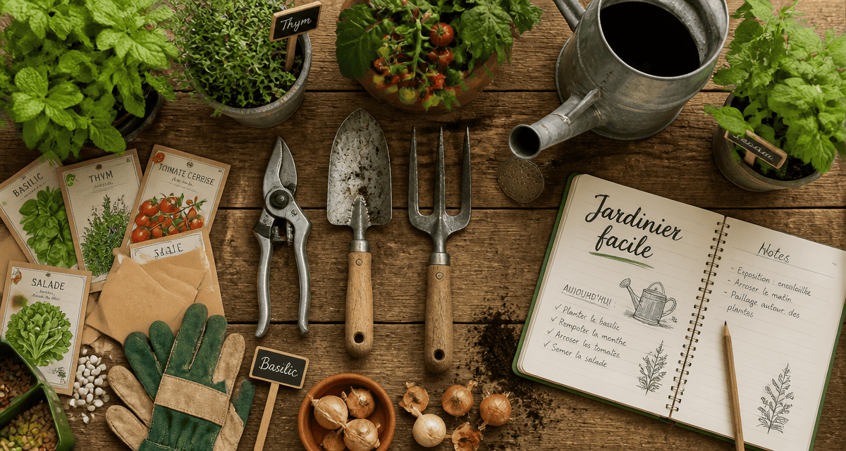 Outils jardinier facile sur plan de travail