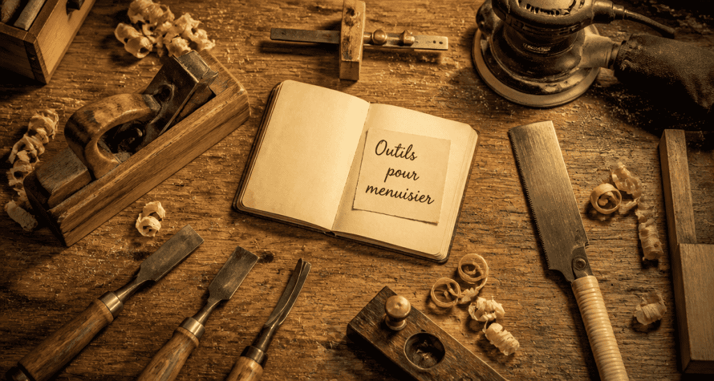 outils pour menuisier sur établi