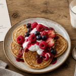 Pancake peu calorique avec fruits rouges et yaourt