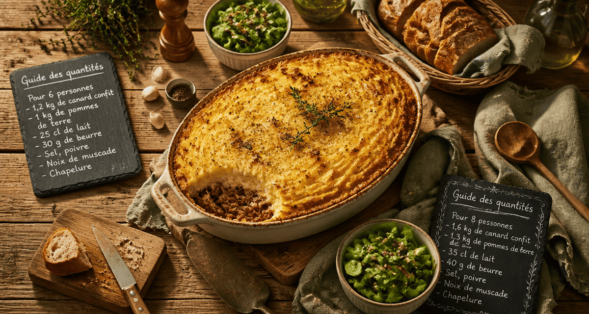 Parmentier de canard recette 10 personnes sur table conviviale