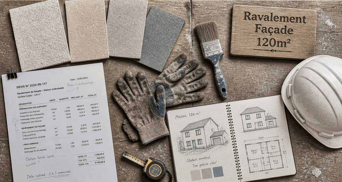 prix ravalement façade maison 120m2 plan de travail chantier