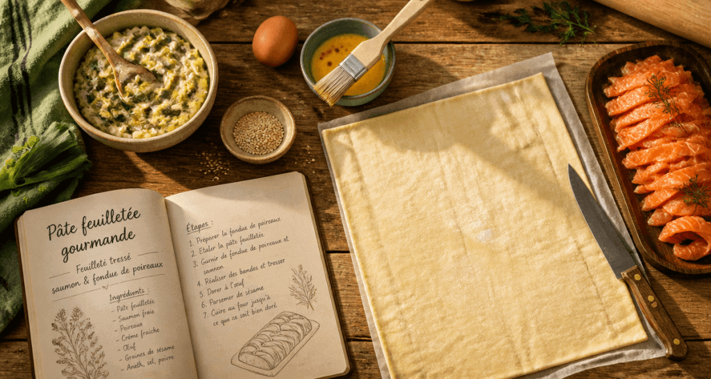 recette avec de la pate feuilletee saumon poireaux
