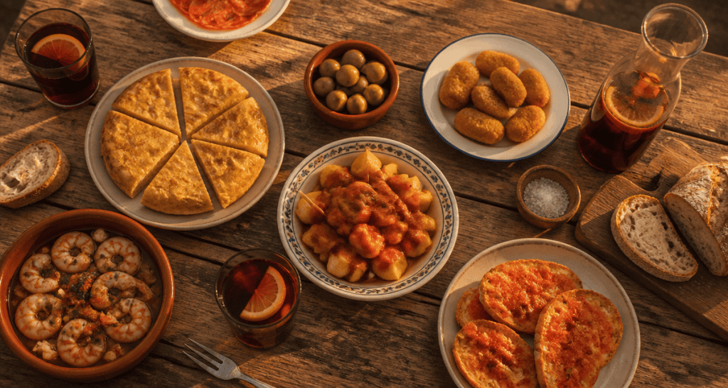 recette des tapas espagnol sur table rustique