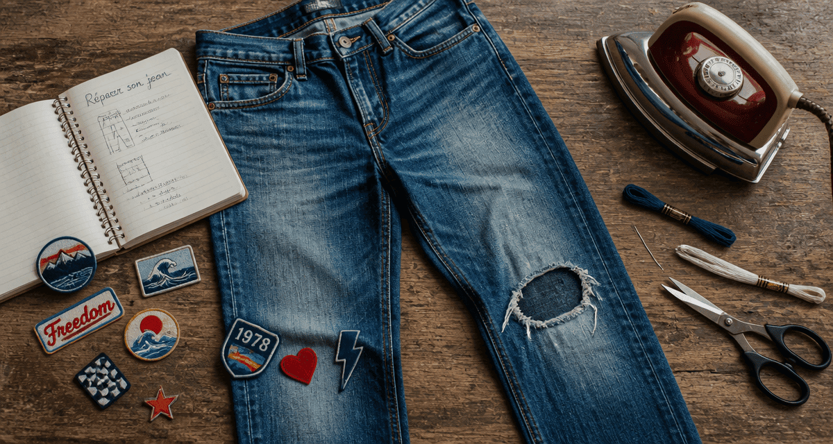 Réparer un trou dans un jean sans machine à coudre, outils et patchs