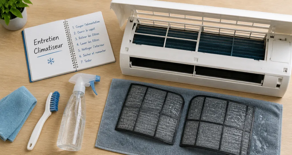 climatiseur nettoyage filtres et outils