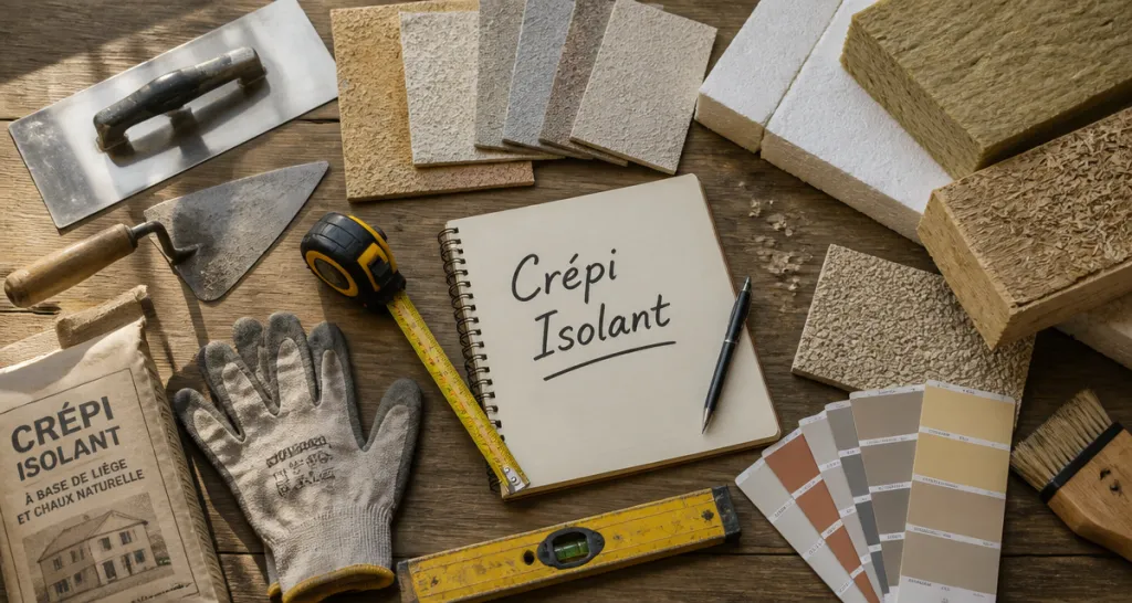 Echantillons crepi isolant outils artisan