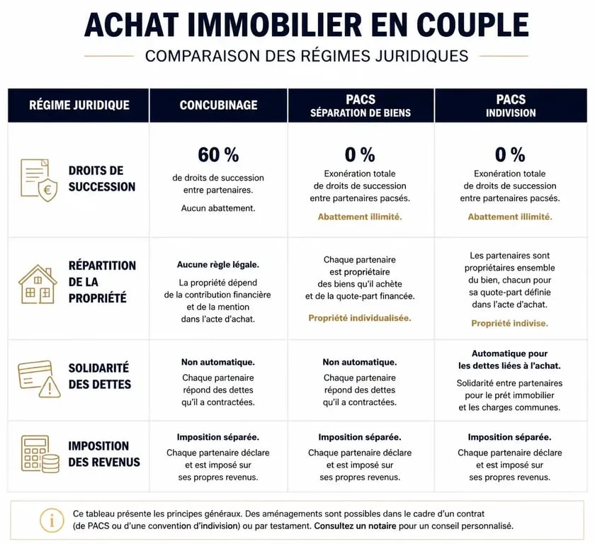Comparatif des avantages du PACS pour l'achat immobilier : concubinage vs PACS