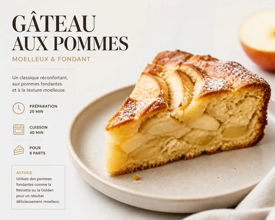 Gâteau aux pommes sans sucre pour diabétique, part de gâteau moelleux sur assiette