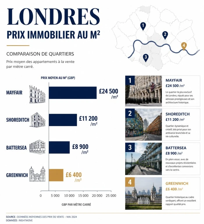 Comparatif des prix de l'immobilier à Londres par quartier