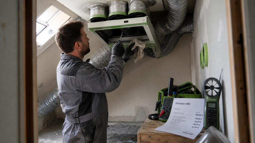 Entretien VMC prix : technicien ouvre caisson VMC