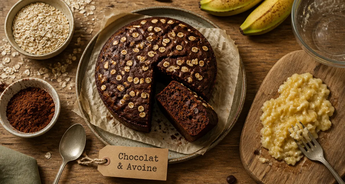 Gâteau chocolat flocon d'avoine healthy, moelleux sans beurre ni farine