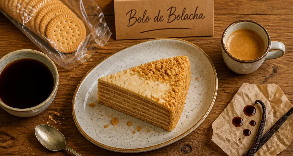 Gâteau du Portugal Bolo de Bolacha au café, couches de biscuits et crème