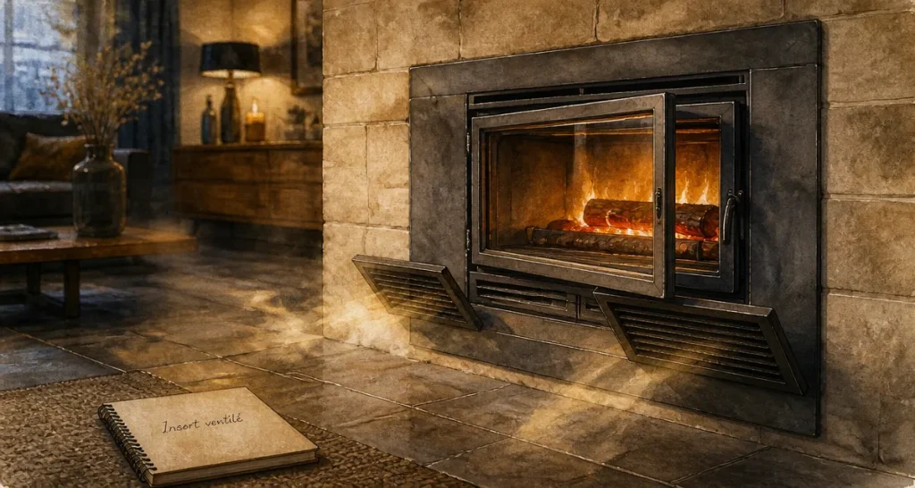Insert avec ventilateur fonctionnement : diffusion de chaleur rapide