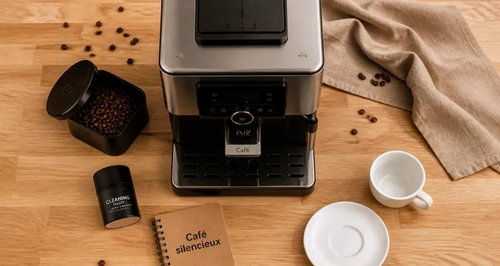 Meilleure machine à café avec broyeur silencieux, vue du dessus
