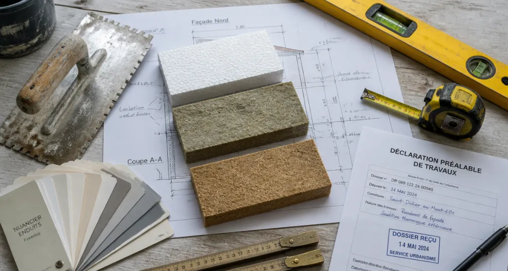 ravalement ITE échantillons matériaux outils