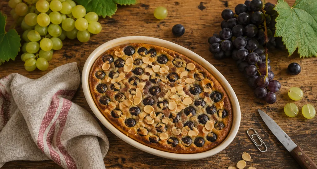 recette au raisin clafoutis doré et raisins frais