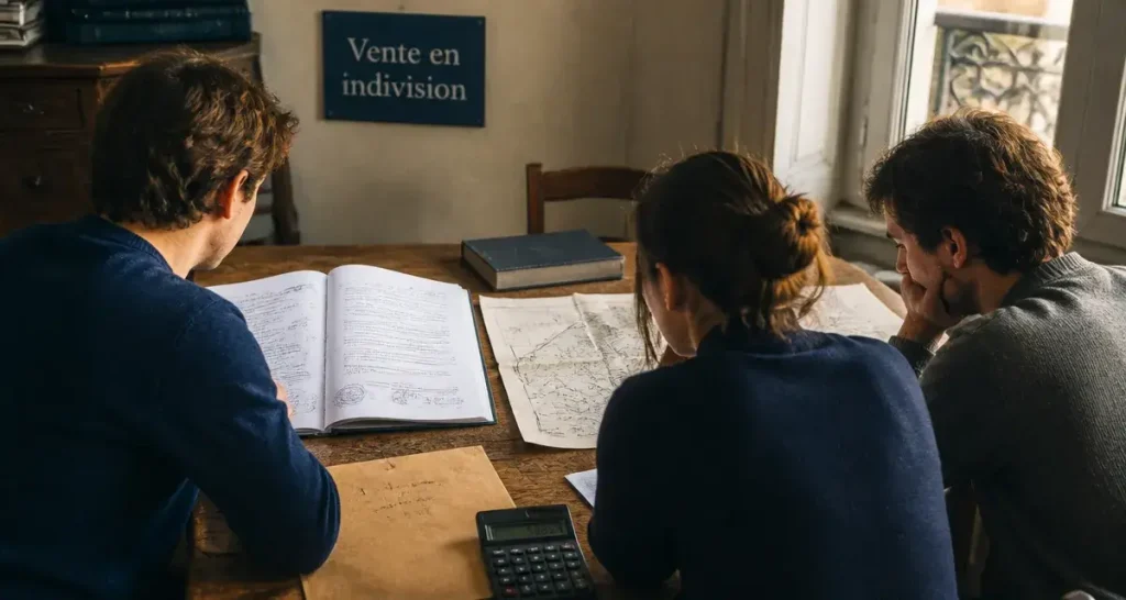 vente maison en indivision entre frere et soeur, dossier notarial et parts annotées