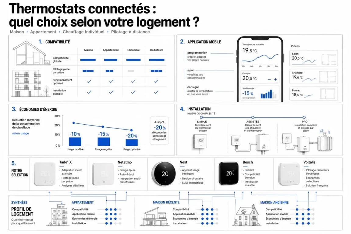 Comparatif du meilleur thermostat connecté pour choisir entre Tado° X, Netatmo, Nest, Bosch et Voltalis