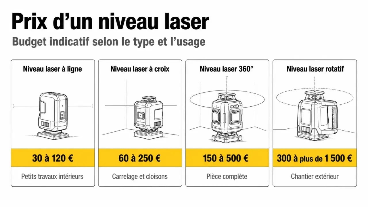 Comparatif du niveau laser prix selon le type d’appareil et l’usage