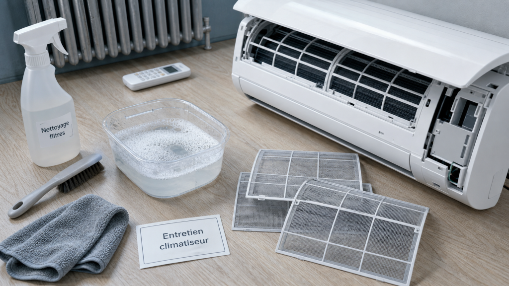 Entretien climatiseur : nettoyage filtre pour éviter pannes