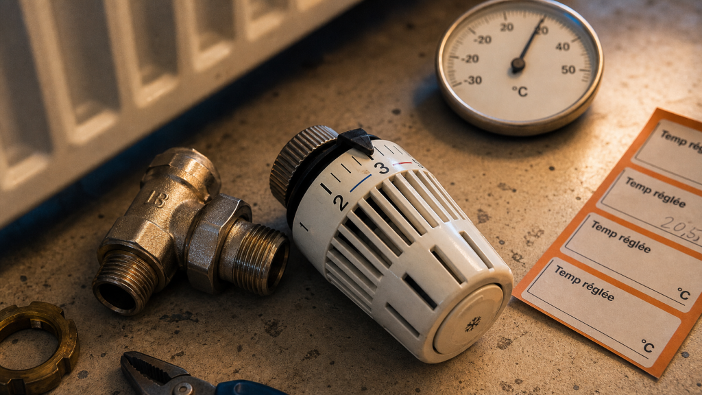 Fonctionnement vanne thermostatique : sonde et clapet, réglages pièce par pièce