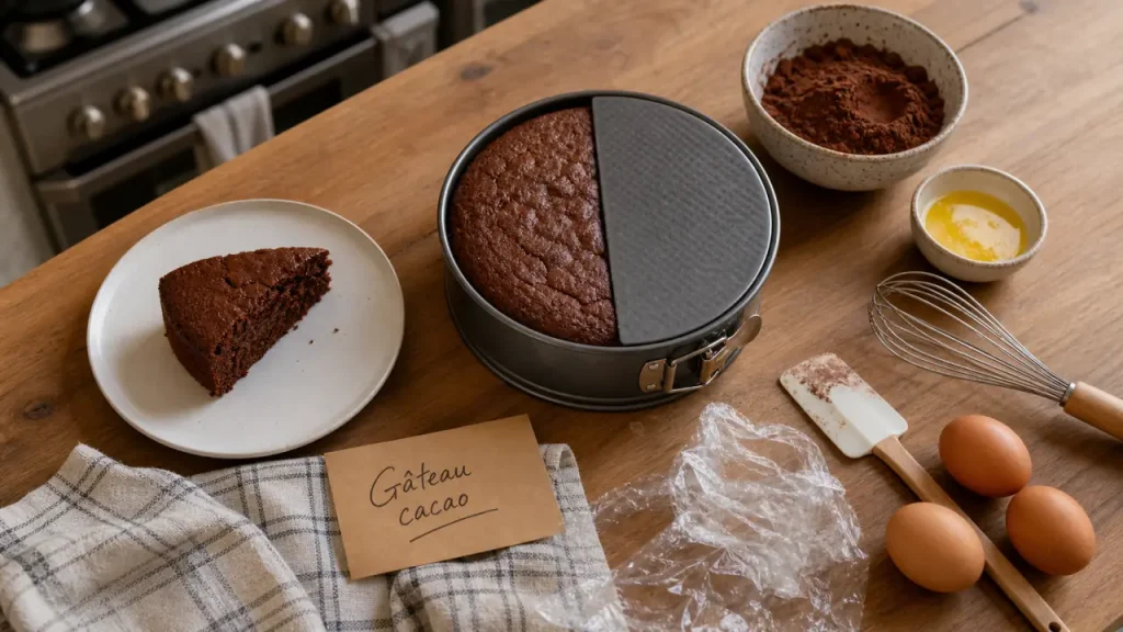 Gateau cacao moelleux à 180°C, gâteau au cacao dans moule