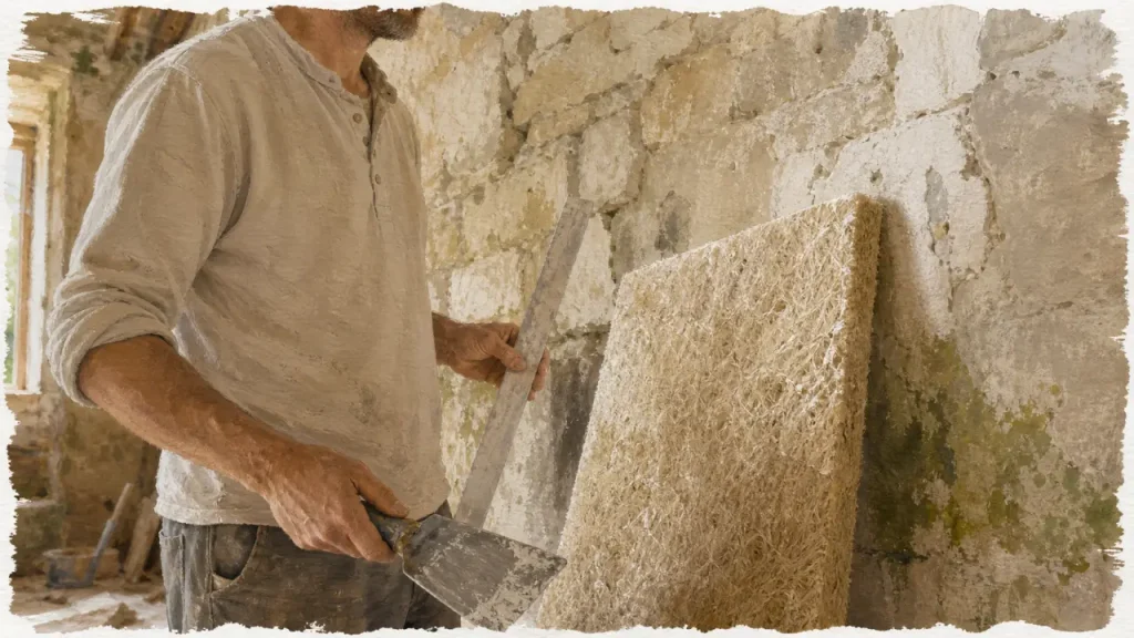 Isoler un mur en pierre avec isolation perspirante et enduit à la chaux