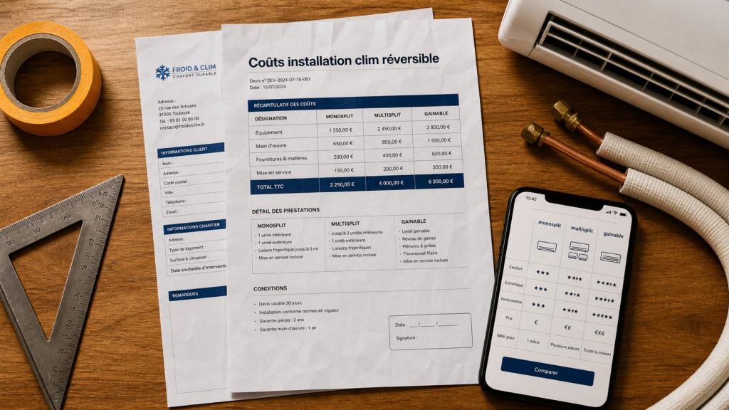 Prix clim réversible : budget d’installation et facteurs