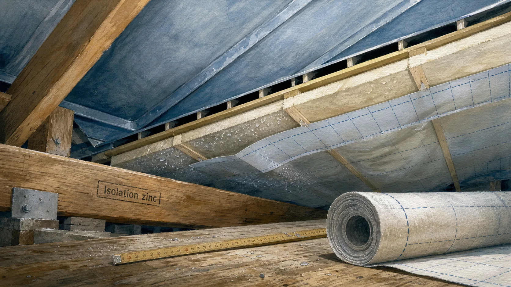 Toiture zinc isolation : lame d’air ventilée 40 mm anti-condensation