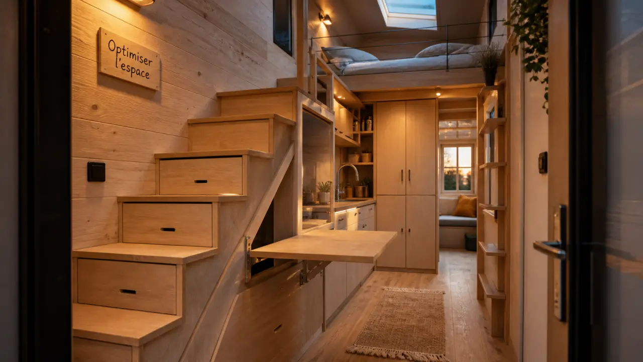 Aménagement tiny house en bois : optimiser chaque mètre carré, rangements et mezzanine